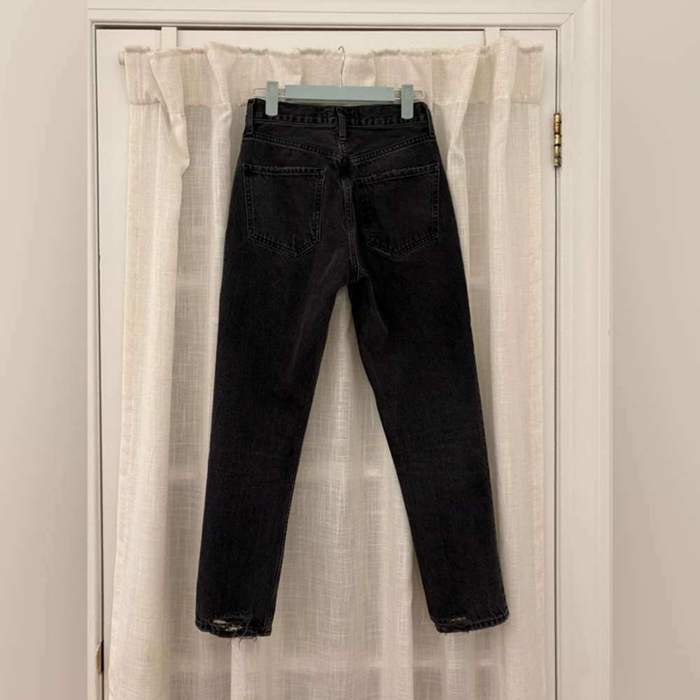 Agolde Riley Black High Rise Straight Crop Jeans - Picture 2 of 6